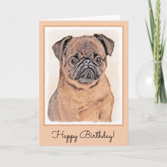 Carte Bruxelles Griffon Smooth Painting Original Chien A (Devant)