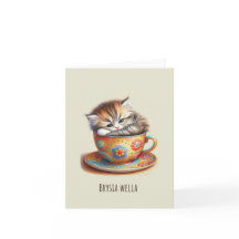 Brysia Wella : Kitten in Teacup Get Well Bientôt C