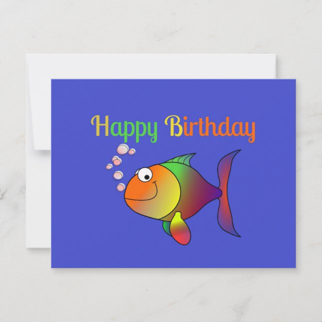 Carte Bubbles le Poisson, mignon et coloré, (Devant)