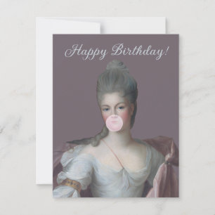 Carte Buble chewing-gum Diva soufflant une bulle rose ch