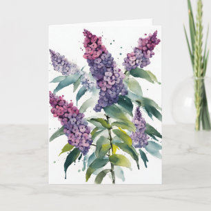 Carte Buddleia - Fleurs à l'aquarelle