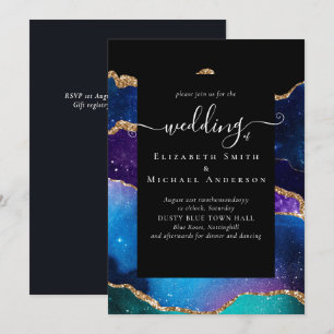 Carte BUDGET AGATE Blue Purple Gold Mariage Budget
