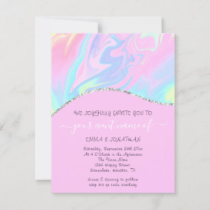 Carte Budget Floral QR Code Pinky Holographe Vague