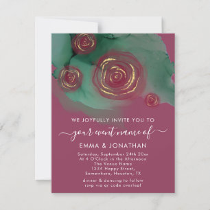 Carte Budget Floral QR Code Rose Gold Berry rose