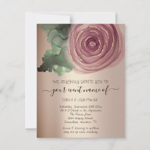 Carte Budget Floral QR Code Rose Gold Green