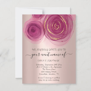 Carte Budget Floral QR Code Rose Pink Marsala