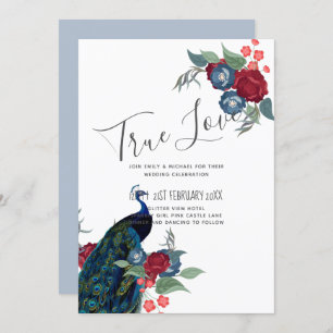Carte Budget Mariage de automne d'hiver Peacock Bleu Bou