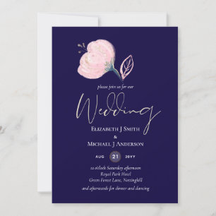 Carte Budget Mariage or bleu rose rose de la marine mode