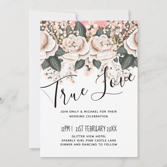 Carte Budget Mariage rose noir rose (Devant)