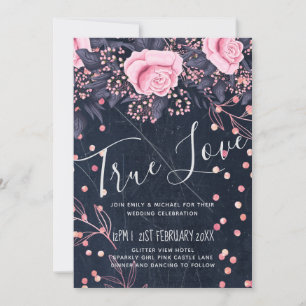 Carte BUDGET Marine rose Rosegold Mariage Floral