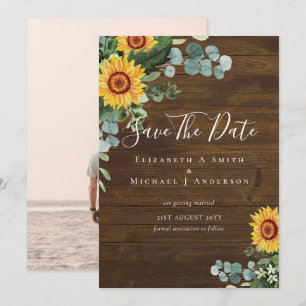 Carte BUDGET Photo Enregistrer Date Tournesols Rustiques