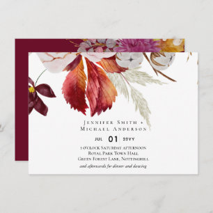 Carte BUDGET Plum Cinnamon Mariage Automne Florales