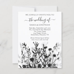 Carte Budget QR CODE Floral Meadow Black Silver White