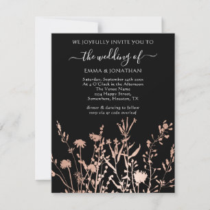 Carte Budget QR CODE Floral Meadow Black White