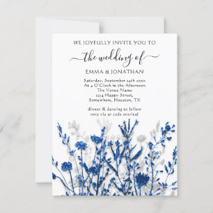 Carte Budget QR CODE Floral Meadow Bleu Marine Gris Blan