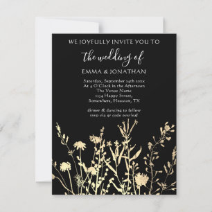 Carte Budget QR CODE Floral Meadow Gold Black
