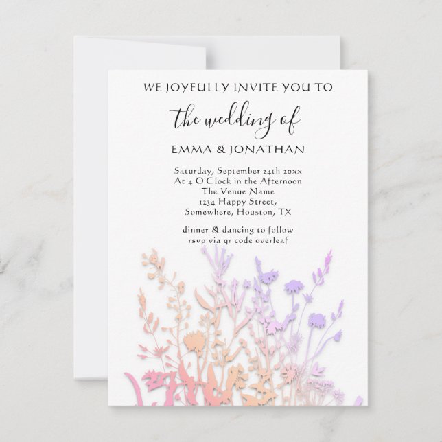 Carte Budget QR CODE Floral Meadow Rose blanche (Devant)
