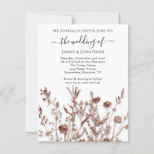 Carte Budget QR CODE Floral Meadow Rose blanche