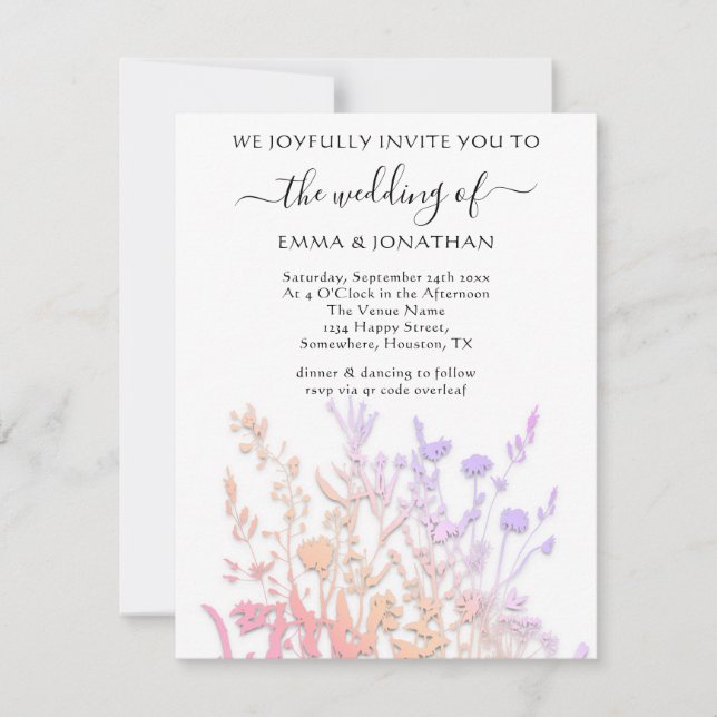 Carte Budget QR CODE Floral Meadow Rose blanche (Devant)