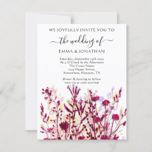 Carte Budget QR CODE Floral Meadow White Marsala Gold