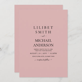 Carte BUDGET Rose clair Dusté rose Mariage monochrome