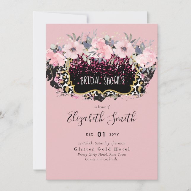 Carte Budget Rose Floral Moderne Fête des mariées fille (Devant)