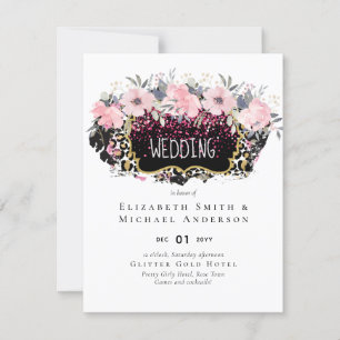 Carte Budget Rose Floral Moderne Fête des mariées fille
