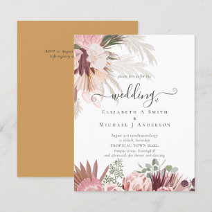 Carte BUDGET Vin Bourgogne Pampas Grass Mariage Tropical