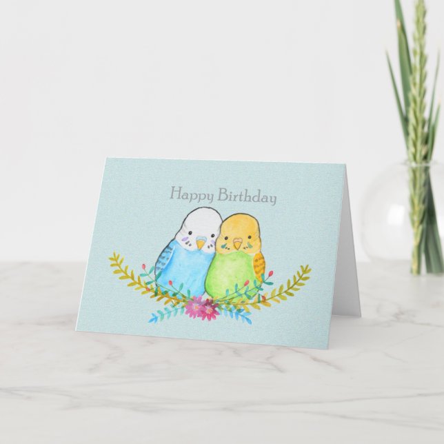 Carte Budgie anniversaire Cute Parakee animal de compagn (Devant)