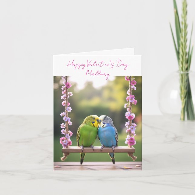 Carte Budgie Couple Custom Valentines or Anniversary  (Devant)