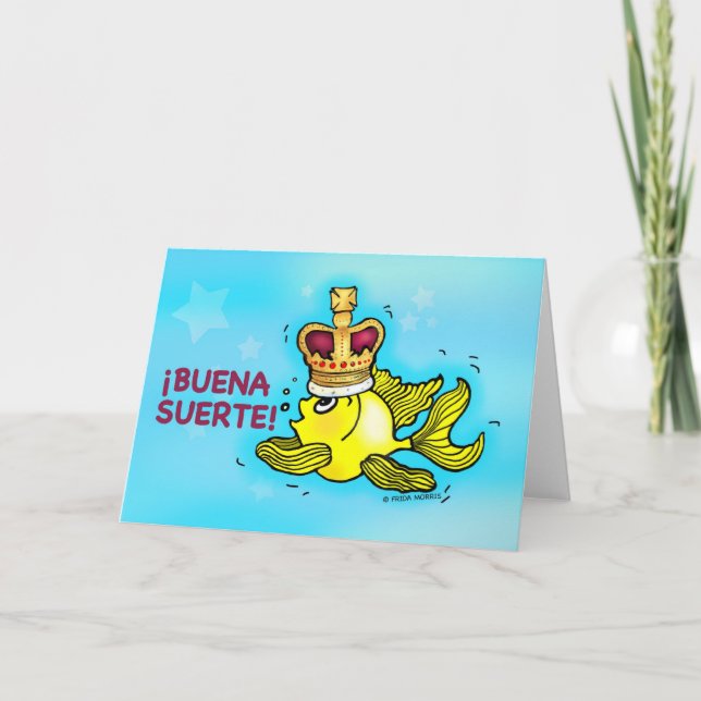 Carte ¡ BUENA SUERTE ! Poissons drôles espagnols de (Devant)