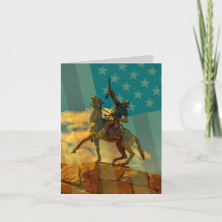 Carte Buffalo Bill Cody monte un cheval fusil drapeau am