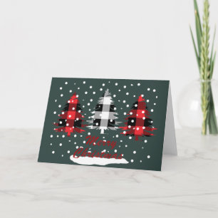 Carte buffalo plaid décoré pins de Noël