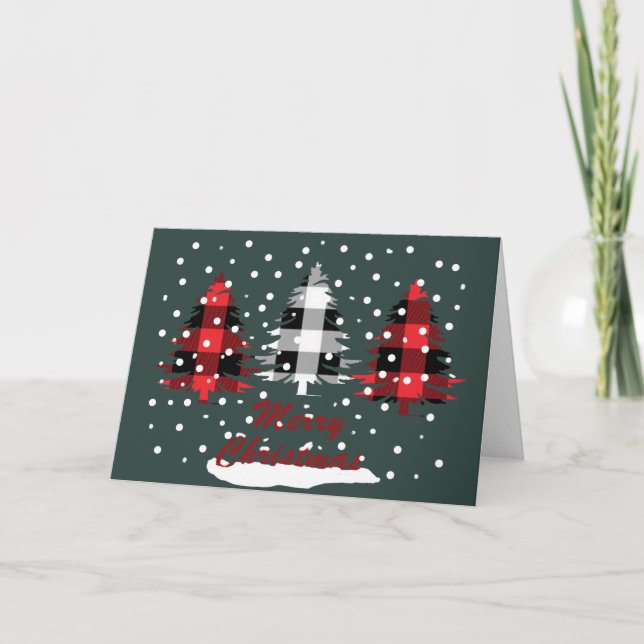 Carte buffalo plaid décoré pins de Noël (Devant)