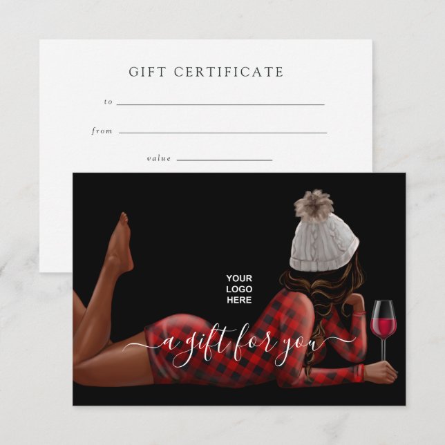 Carte Buffalo Plaid Entreprise Vin de Noël (Devant / Derrière)