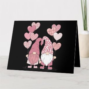 Carte Buffalo rose Plaid Heart Gnomes Saint-Valentin