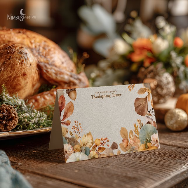 Carte Buffet Blank Thanksgiving Florals Muet (Créateur téléchargé)
