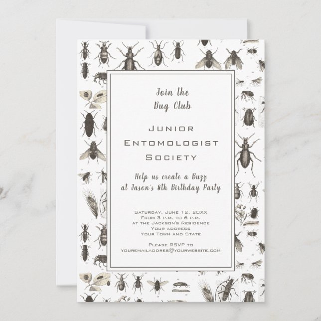 Carte Bug ou Insect Thème Anniversaire (Devant)