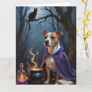 Carte Bull Terrier Chien Whimsical Halloween Peinture