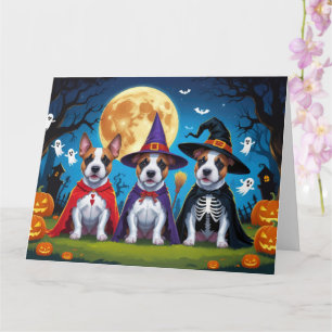 Carte Bull Terrier Chiens Citrouille Halloween Funny