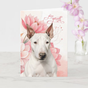 Carte Bull Terrier Rose Pâle Fleurs Botaniques Meilleurs