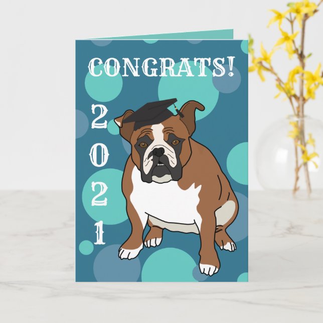 Carte Bulldog Anglais Personnalisable (Fleur jaune)