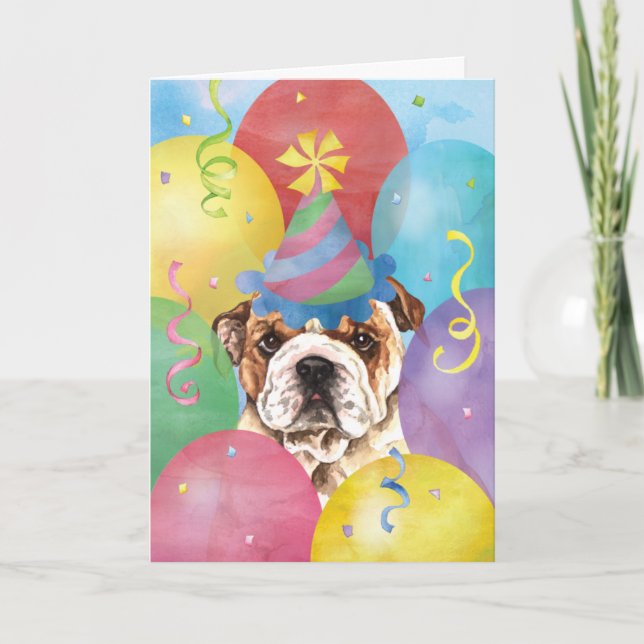 Carte Bulldog Birday Balloons (Devant)