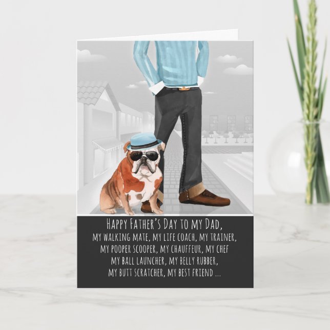 Carte Bulldog de la Fête des pères de chien drôle (Devant)