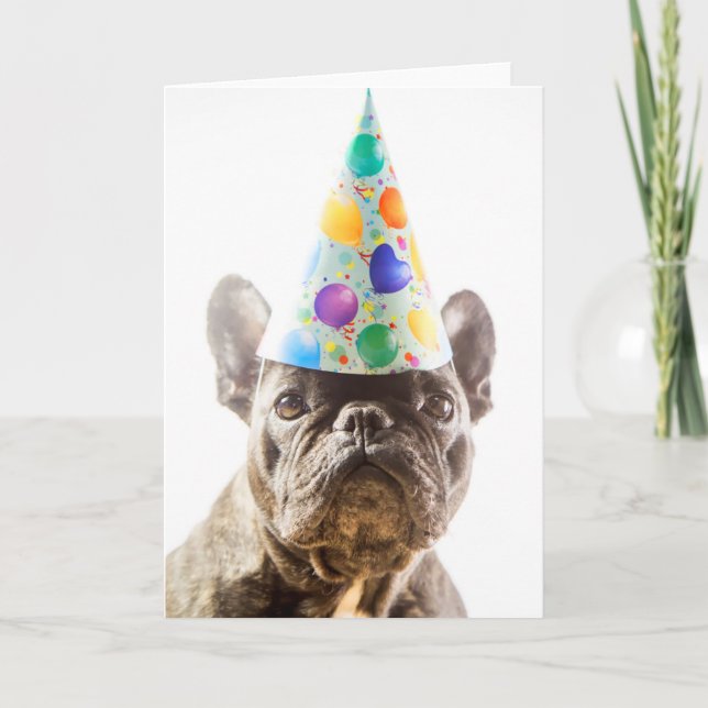 Carte Bulldog français avec Casquette de parti (Devant)