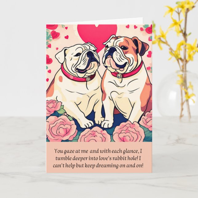 Carte bulldog message happy birthday (Fleur jaune)