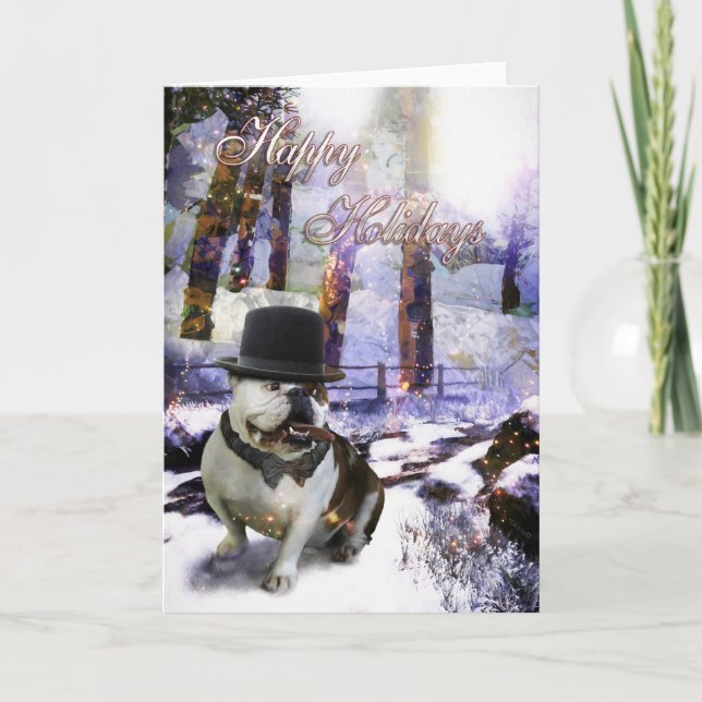 Carte Bulldog Noël "JEUX VACANCES" (Devant)