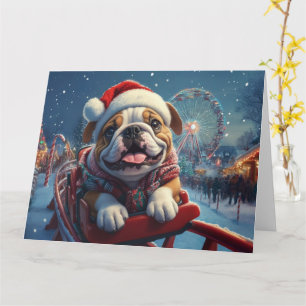 Carte Bulldog Roller Dessous de verre Noël