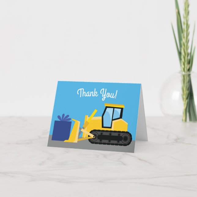 Carte Bulldozer Cute 1er Anniversaire Fête Construction (Devant)