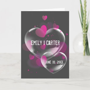 Carte Bulles cardiaques mariages sur gris